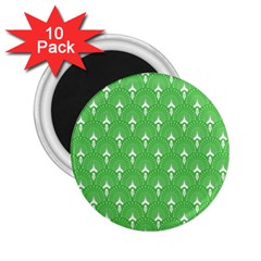 Green And White Art-deco Pattern 2 25  Magnets (10 Pack)  by Dushan