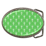 Green and white art-deco pattern Belt Buckles Front