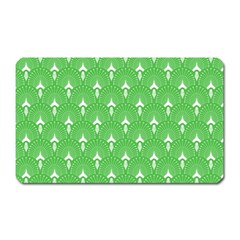 Green And White Art-deco Pattern Magnet (rectangular) by Dushan