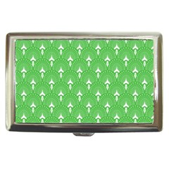 Green And White Art-deco Pattern Cigarette Money Case by Dushan