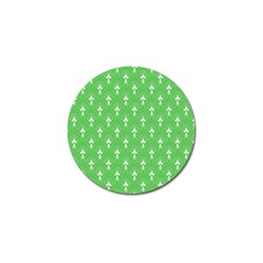 Green And White Art-deco Pattern Golf Ball Marker by Dushan