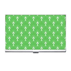 Green And White Art-deco Pattern Business Card Holder by Dushan