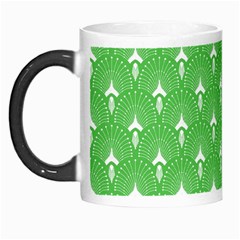 Green And White Art-deco Pattern Morph Mugs by Dushan