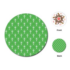 Green And White Art-deco Pattern Playing Cards Single Design (round)