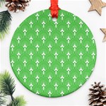 Green and white art-deco pattern Round Ornament (Two Sides) Front