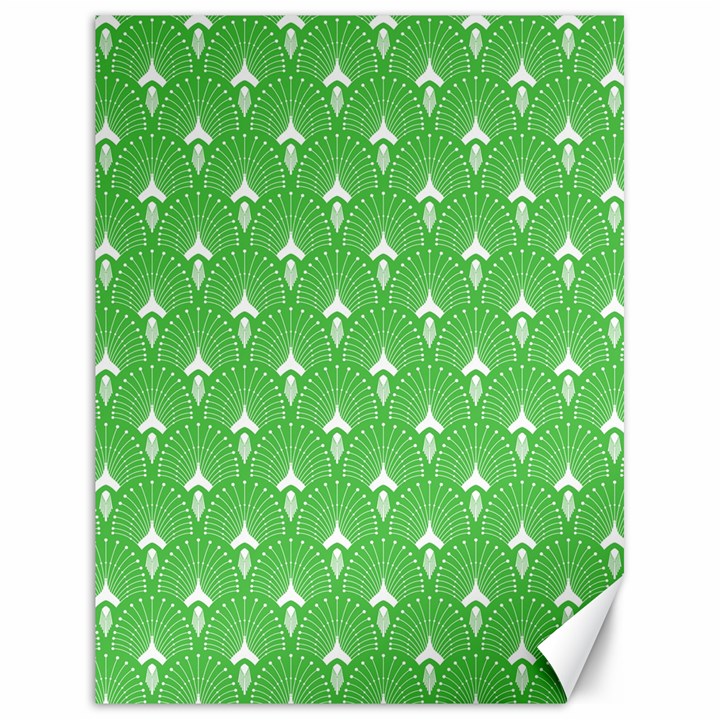 Green and white art-deco pattern Canvas 18  x 24 