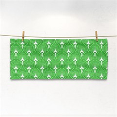 Green And White Art-deco Pattern Hand Towel by Dushan