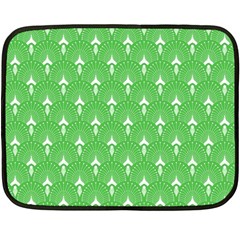 Green And White Art-deco Pattern Fleece Blanket (mini) by Dushan