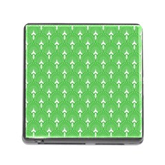 Green And White Art-deco Pattern Memory Card Reader (square 5 Slot) by Dushan