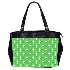 Green And White Art-deco Pattern Oversize Office Handbag (2 Sides) by Dushan