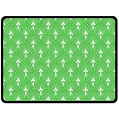 Green And White Art-deco Pattern Fleece Blanket (large)  by Dushan