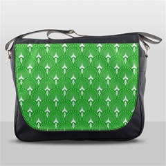 Green And White Art-deco Pattern Messenger Bag