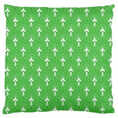 Green And White Art-deco Pattern Large Cushion Case (two Sides)