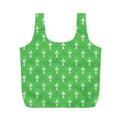 Green And White Art-deco Pattern Full Print Recycle Bag (m) by Dushan