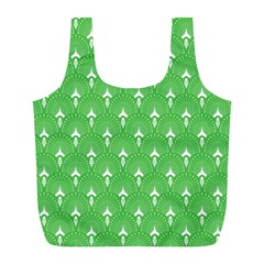 Green And White Art-deco Pattern Full Print Recycle Bag (l) by Dushan