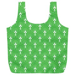 Green And White Art-deco Pattern Full Print Recycle Bag (xl) by Dushan