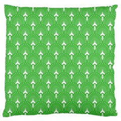 Green And White Art-deco Pattern Large Flano Cushion Case (one Side)