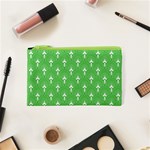 Green and white art-deco pattern Cosmetic Bag (XS) Front