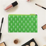 Green and white art-deco pattern Cosmetic Bag (XS) Back