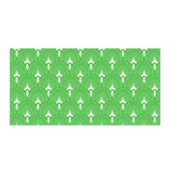 Green And White Art-deco Pattern Satin Wrap by Dushan