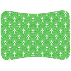 Green And White Art-deco Pattern Velour Seat Head Rest Cushion by Dushan