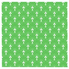 Green And White Art-deco Pattern Wooden Puzzle Square by Dushan