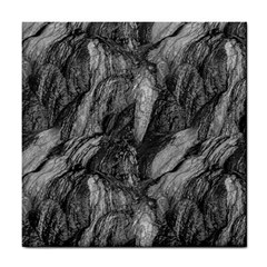 Black And White Rocky Texture Pattern Tile Coaster by dflcprintsclothing