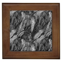 Black And White Rocky Texture Pattern Framed Tile by dflcprintsclothing