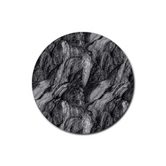 Black And White Rocky Texture Pattern Rubber Round Coaster (4 Pack)  by dflcprintsclothing