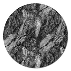 Black And White Rocky Texture Pattern Magnet 5  (round) by dflcprintsclothing