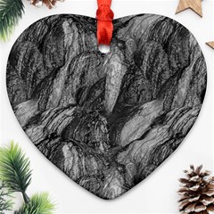 Black And White Rocky Texture Pattern Heart Ornament (two Sides)