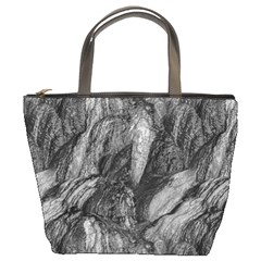 Black And White Rocky Texture Pattern Bucket Bag