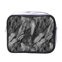 Black And White Rocky Texture Pattern Mini Toiletries Bag (one Side) by dflcprintsclothing