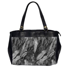 Black And White Rocky Texture Pattern Oversize Office Handbag (2 Sides) by dflcprintsclothing