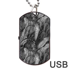 Black And White Rocky Texture Pattern Dog Tag Usb Flash (one Side)