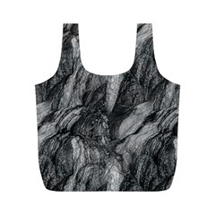 Black And White Rocky Texture Pattern Full Print Recycle Bag (m) by dflcprintsclothing