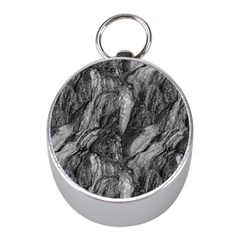 Black And White Rocky Texture Pattern Mini Silver Compasses by dflcprintsclothing