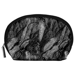 Black And White Rocky Texture Pattern Accessory Pouch (large) by dflcprintsclothing