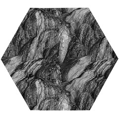 Black And White Rocky Texture Pattern Wooden Puzzle Hexagon