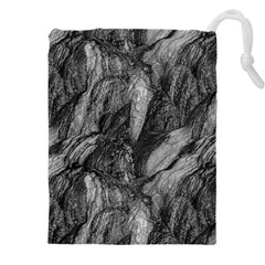 Black And White Rocky Texture Pattern Drawstring Pouch (5xl) by dflcprintsclothing