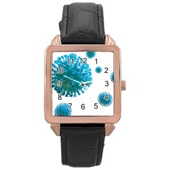 Corona Virus Rose Gold Leather Watch  by catchydesignhill