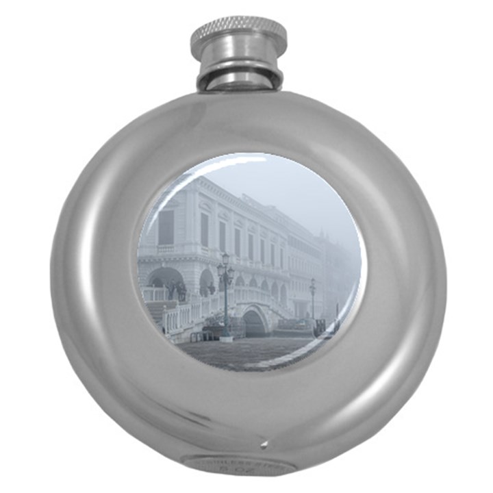 Fog Winter Scene Venice, Italy Round Hip Flask (5 oz)