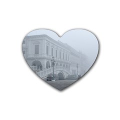 Fog Winter Scene Venice, Italy Rubber Coaster (heart)  by dflcprintsclothing