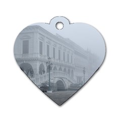 Fog Winter Scene Venice, Italy Dog Tag Heart (one Side) by dflcprintsclothing