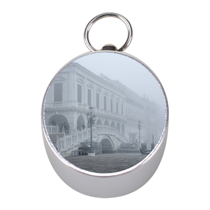 Fog Winter Scene Venice, Italy Mini Silver Compasses