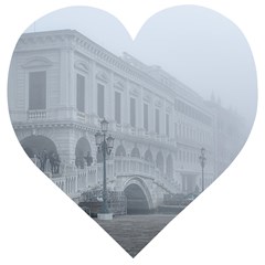 Fog Winter Scene Venice, Italy Wooden Puzzle Heart by dflcprintsclothing