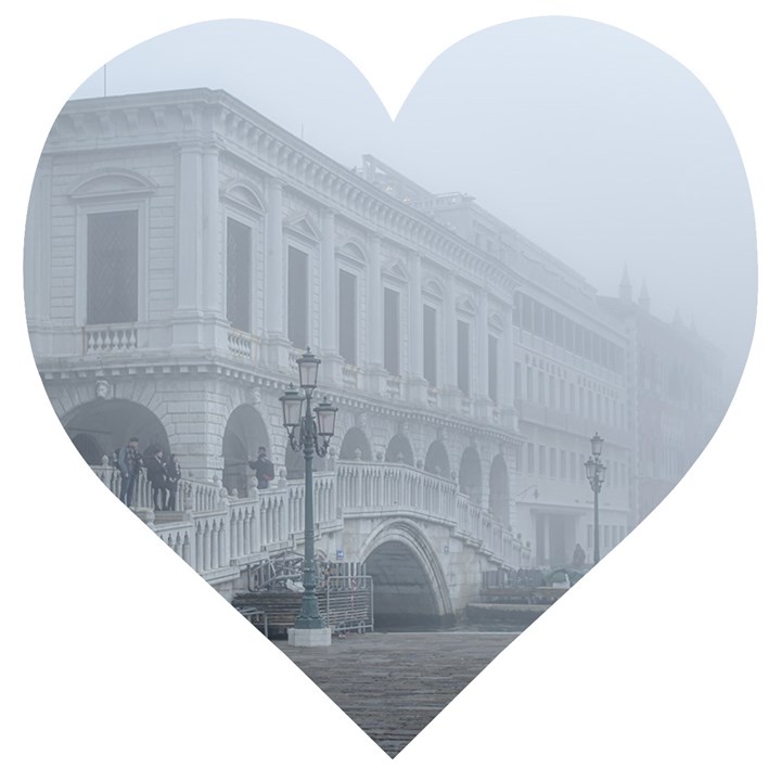 Fog Winter Scene Venice, Italy Wooden Puzzle Heart