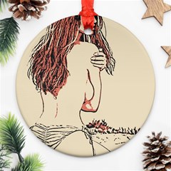 Beauty At The Beach, Hot Bikini Girl Illustration Ornament (round) by Casemiro