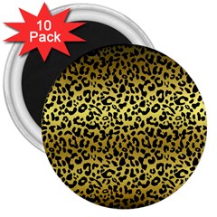 Gold And Black, Metallic Leopard Spots Pattern, Wild Cats Fur 3  Magnets (10 Pack)  by Casemiro