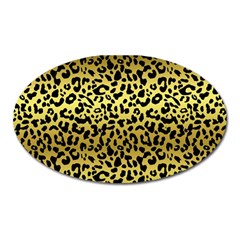 Gold And Black, Metallic Leopard Spots Pattern, Wild Cats Fur Oval Magnet by Casemiro